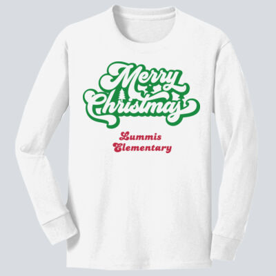 Youth Long Sleeve Shirt - Winter - Merry Christmas Red and Green  Thumbnail