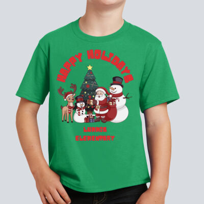 Youth T-Shirt - Winter - Happy Holidays Red Thumbnail