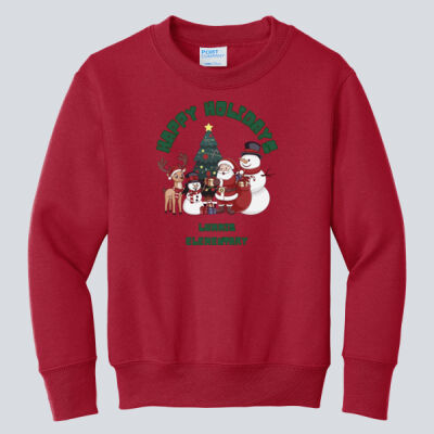 Youth Crewneck - Winter - Happy Holidays Green Thumbnail